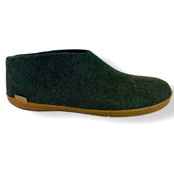 Glerups Wool Slip On Shoes Slippers Loafers Forest Green Honey Rubber 46 / 12 - Picture 3 of 12